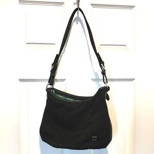 The SAK Knit Hobo Bag Black with Blue and Green Interior